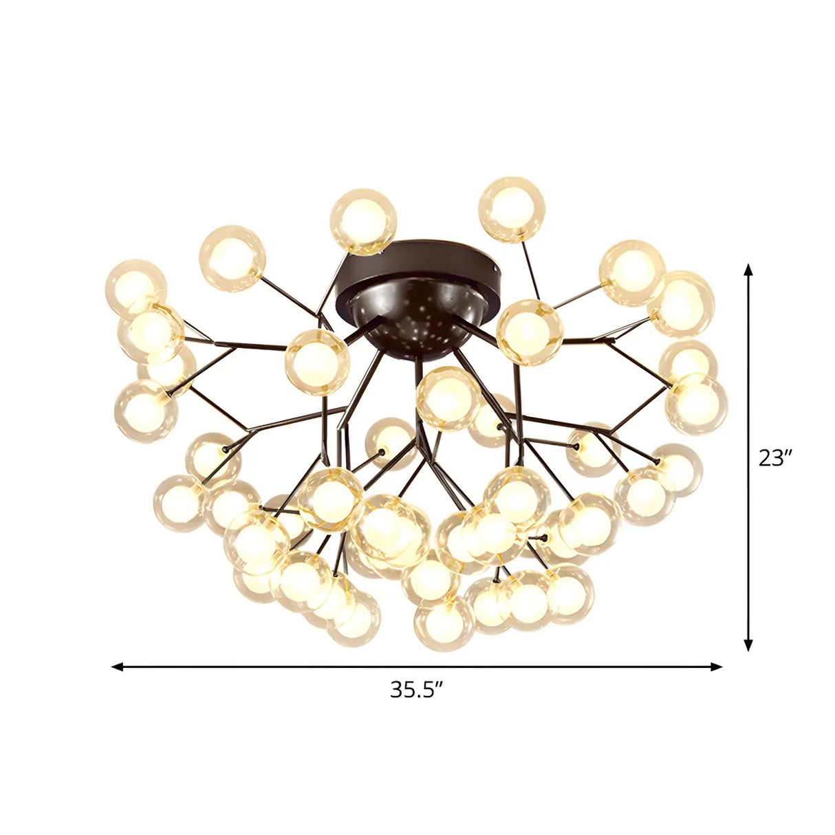 Modern Black Twig Firefly Glass Semi-Flush Mount Light Image - 9