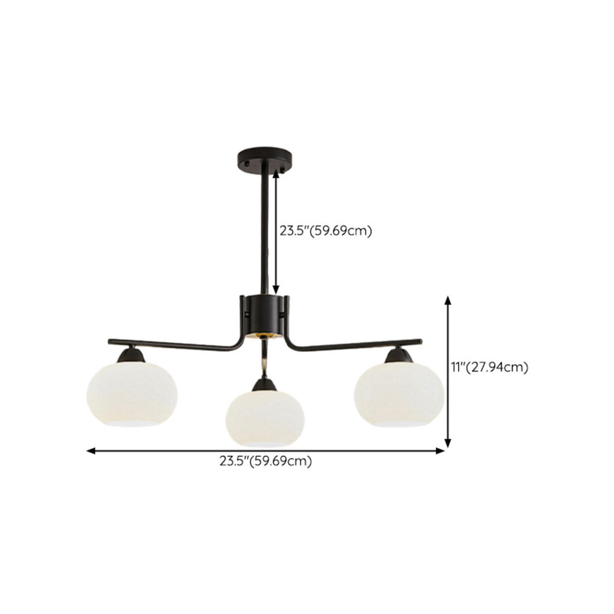 Modern Black White Frosted Glass Globe Chandelier