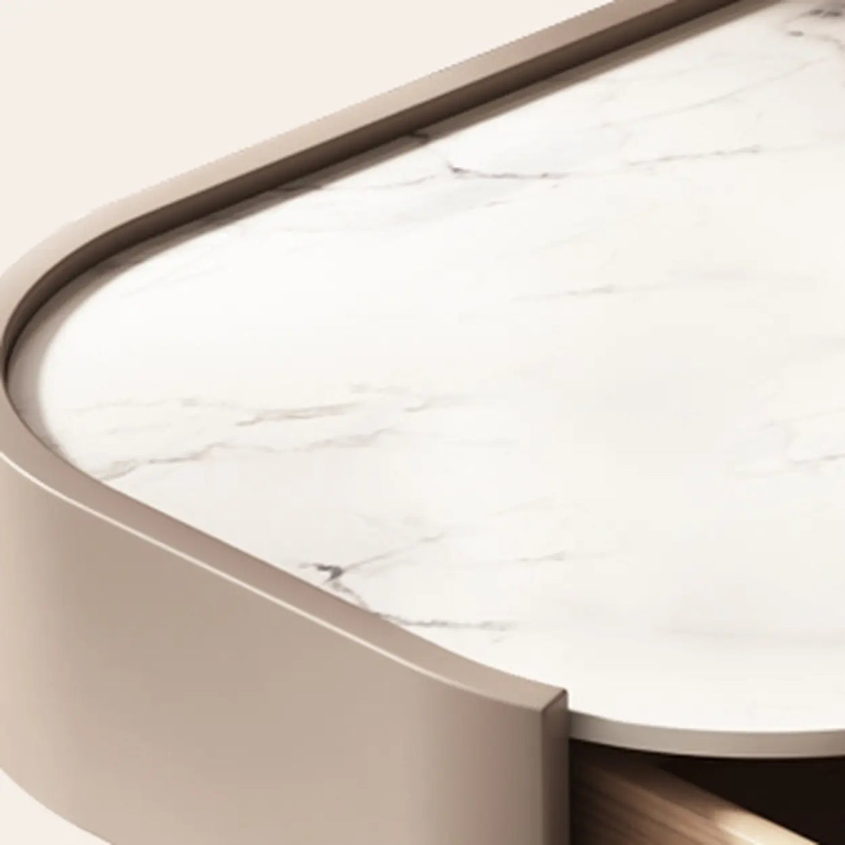 Modern Black White Marble-Top Nightstand with Drawers Image - 6