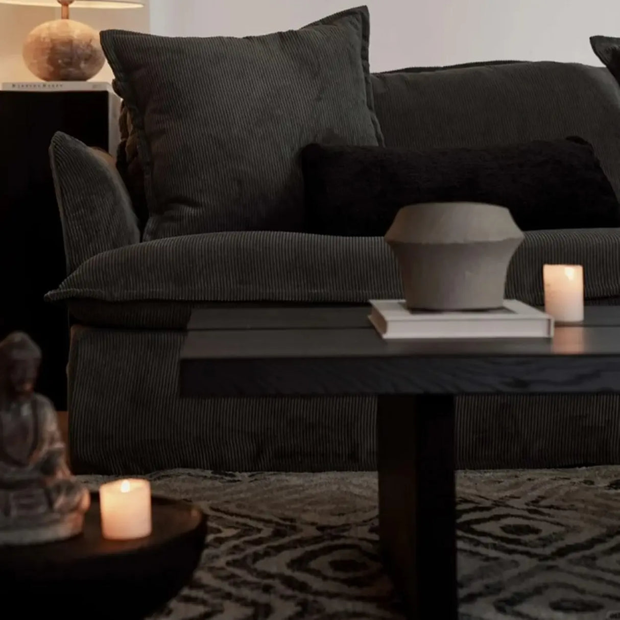 Modern Black Wooden Rectangular Sleigh Coffee Table Image - 5