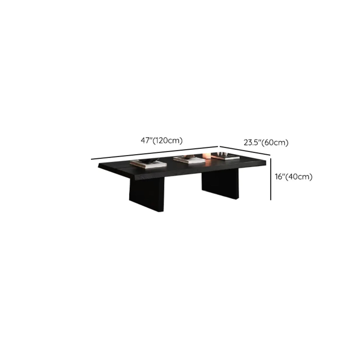 Modern Black Wooden Rectangular Sleigh Coffee Table