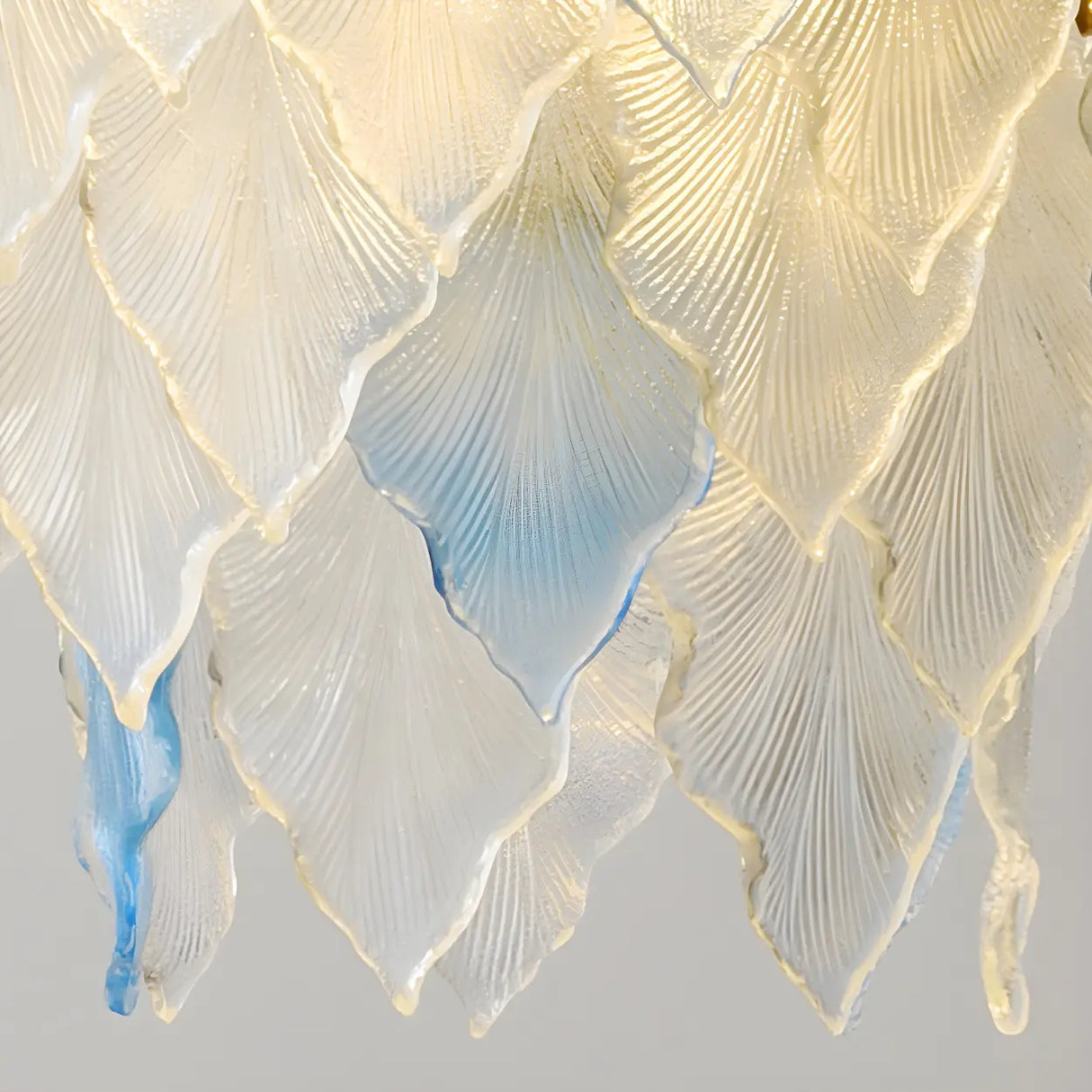 Modern Blue Leaf Glass Chandelier for Living Room Image - 10