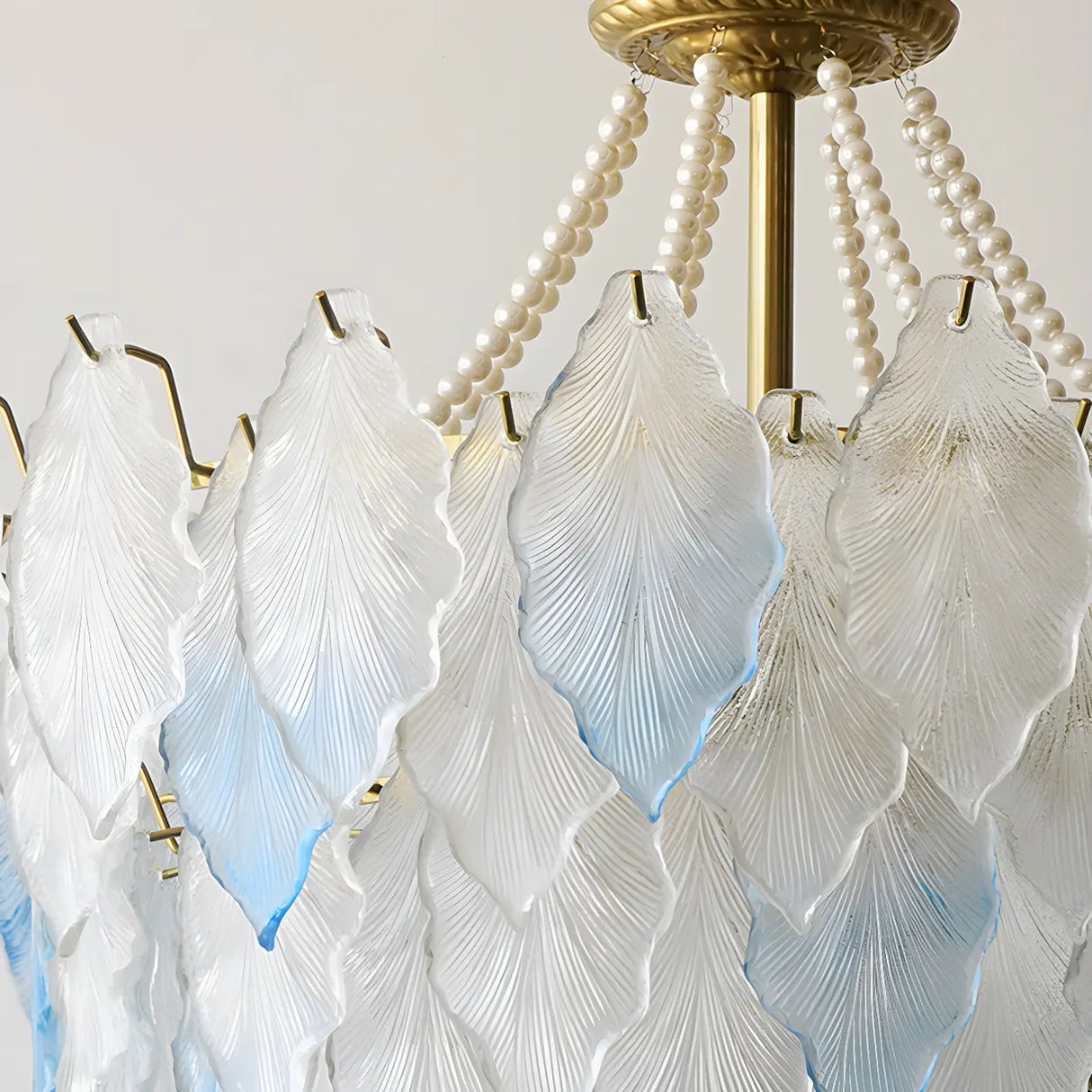 Modern Blue Leaf Glass Chandelier for Living Room Image - 11