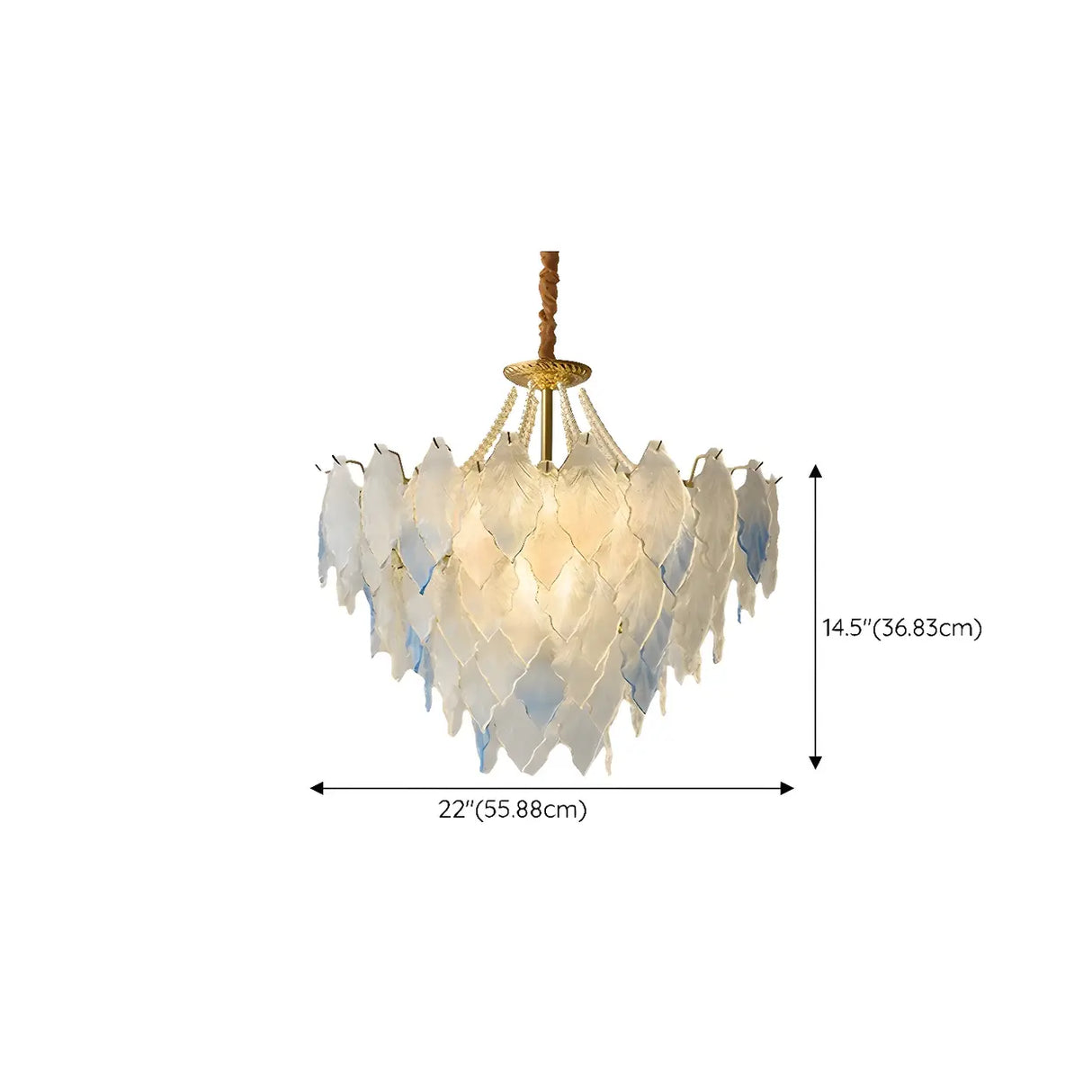 Modern Blue Leaf Glass Chandelier for Living Room Image - 15