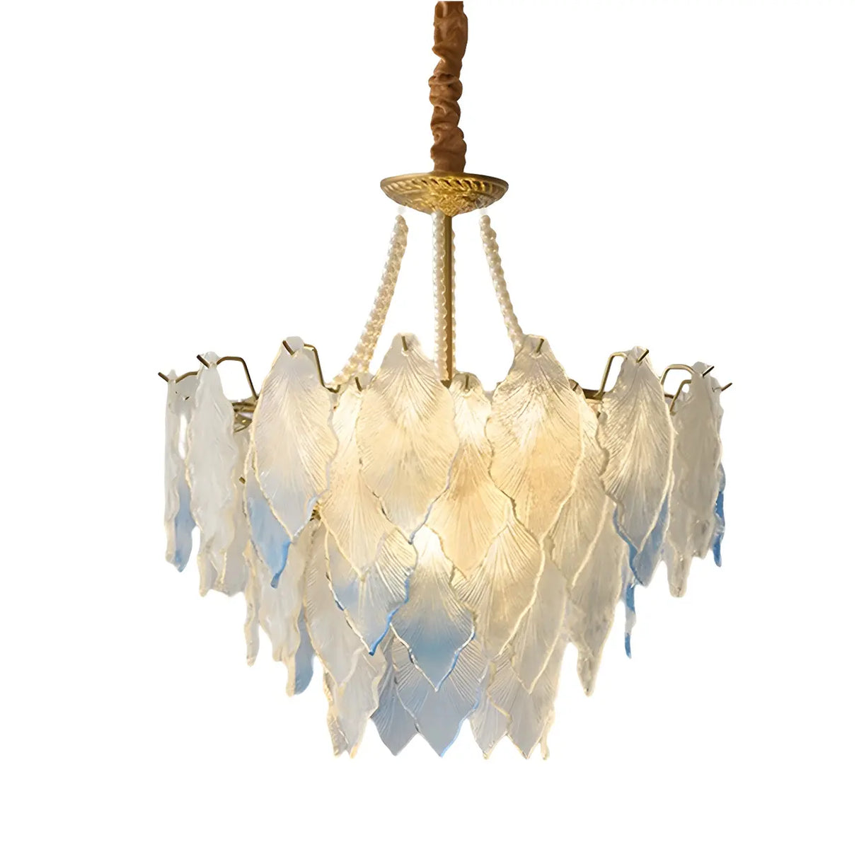 Modern Blue Leaf Glass Chandelier for Living Room Image - 8