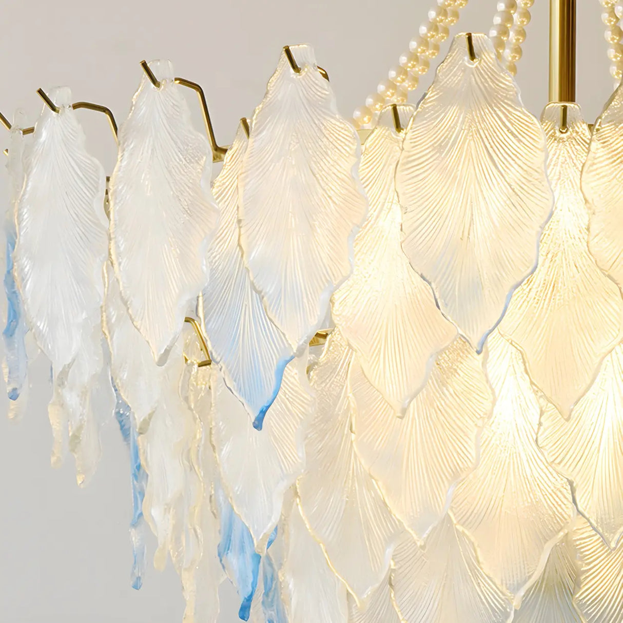 Modern Blue Leaf Glass Chandelier for Living Room Image - 9
