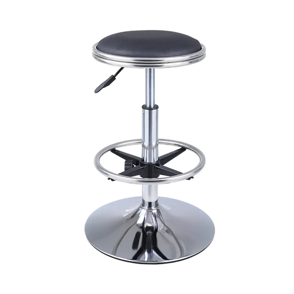 Modern Blue Round Alloy Office Stool Backless Leather Seat Image - 20