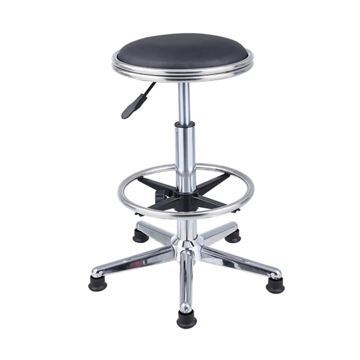 Modern Blue Round Alloy Office Stool Backless Leather Seat Image - 21