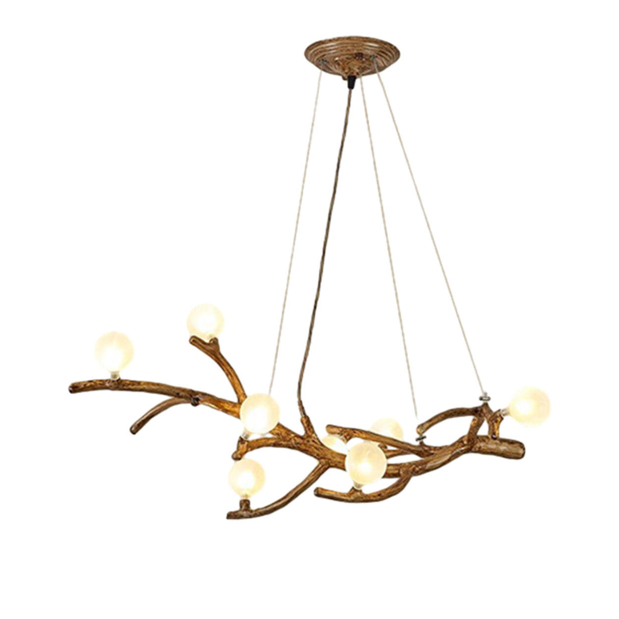 Modern Branch Shape White Globe Glass Chandelier Image - 10