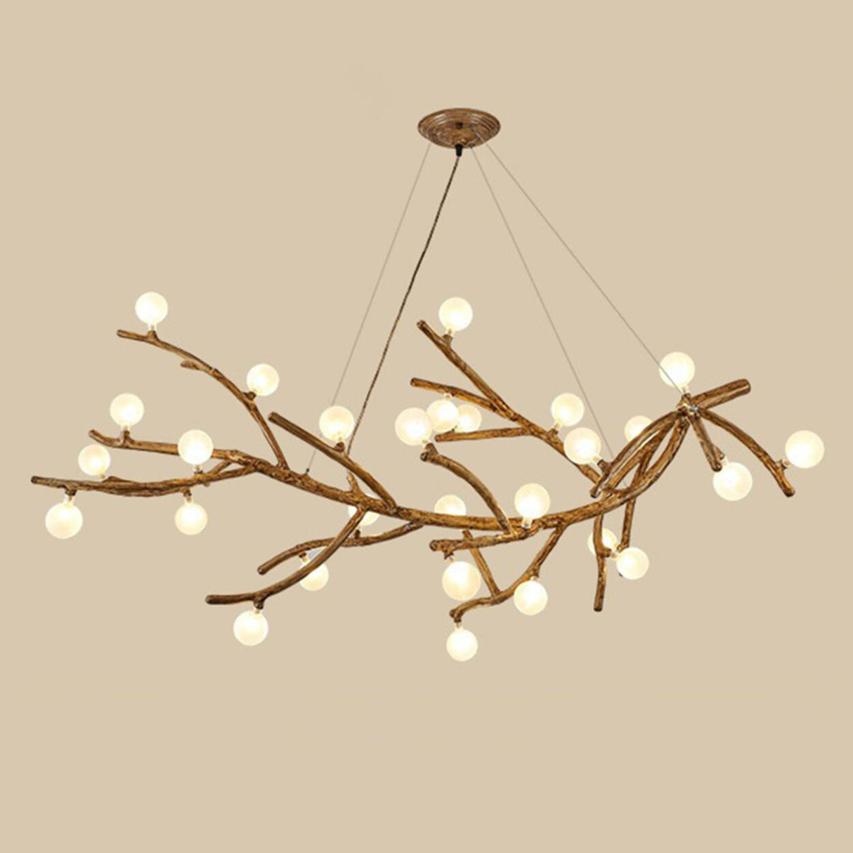 Modern Branch Shape White Globe Glass Chandelier Image - 11
