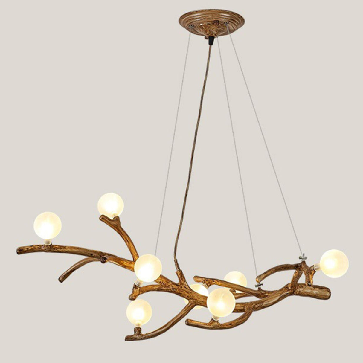 Modern Branch Shape White Globe Glass Chandelier Image - 12