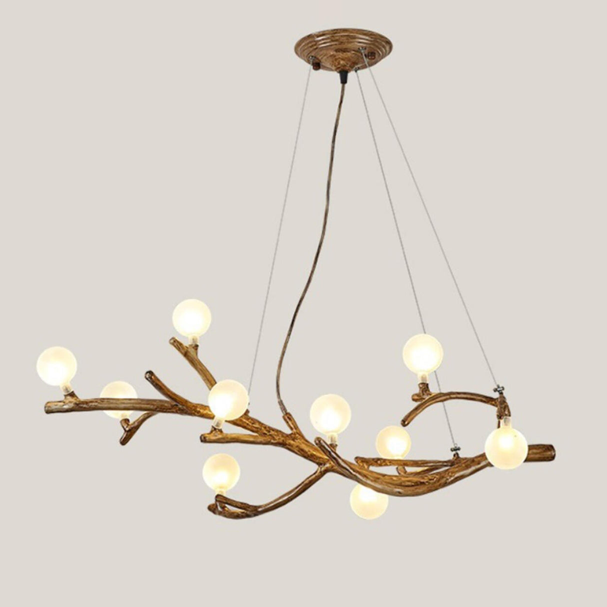 Modern Branch Shape White Globe Glass Chandelier Image - 13