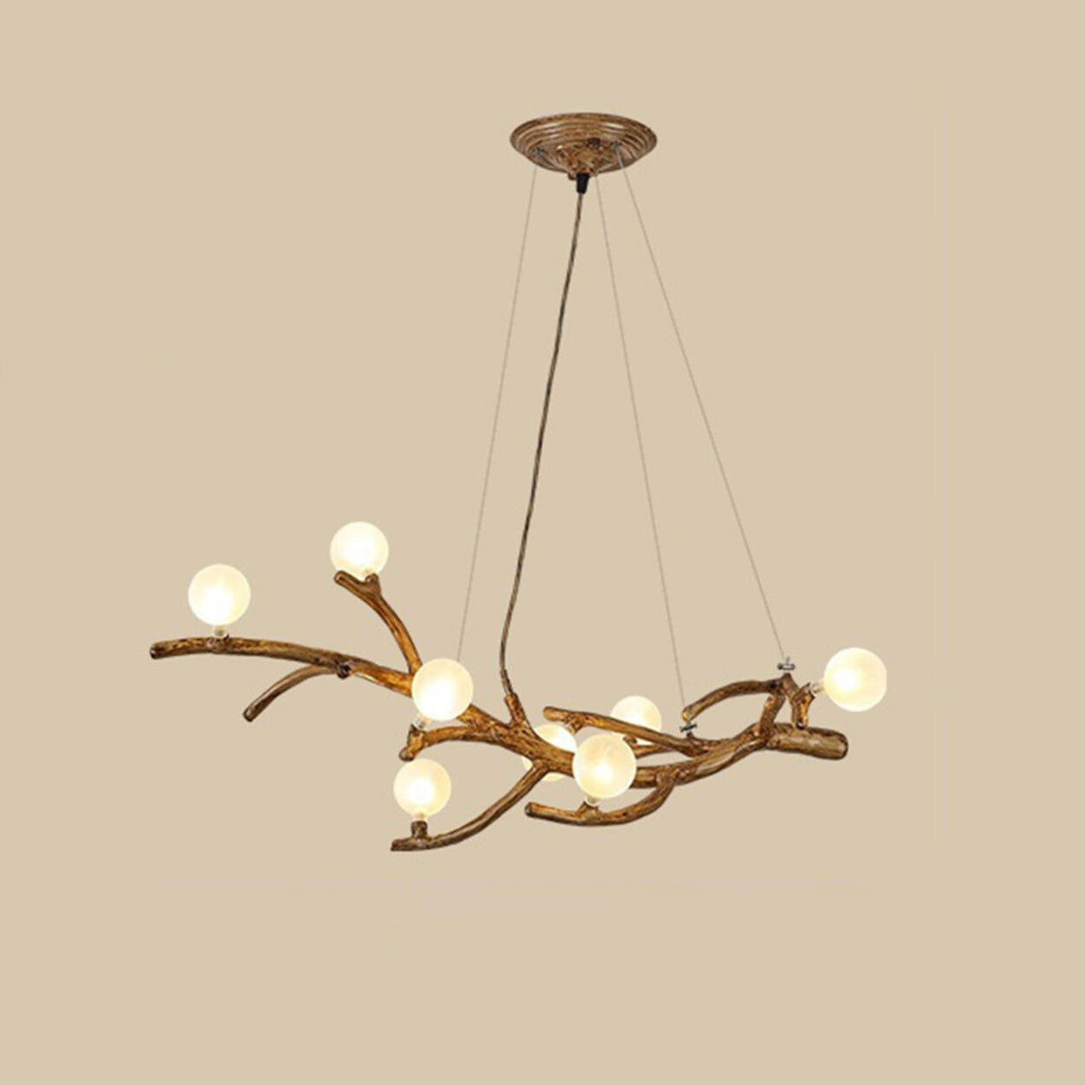 Modern Branch Shape White Globe Glass Chandelier Image - 2