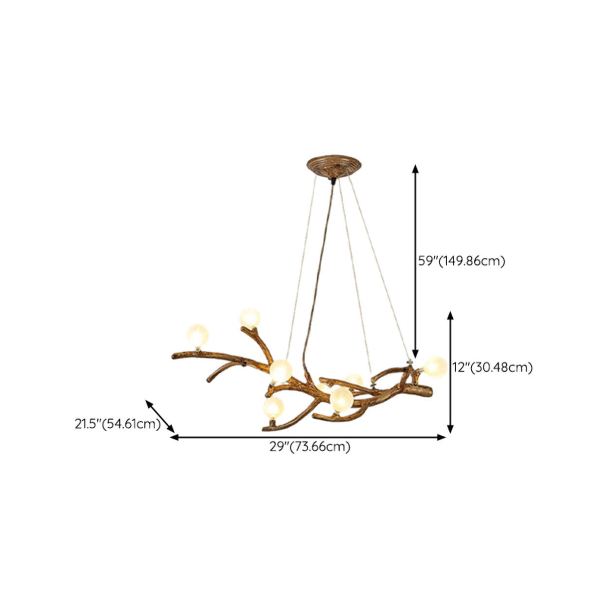 Modern Branch Shape White Globe Glass Chandelier