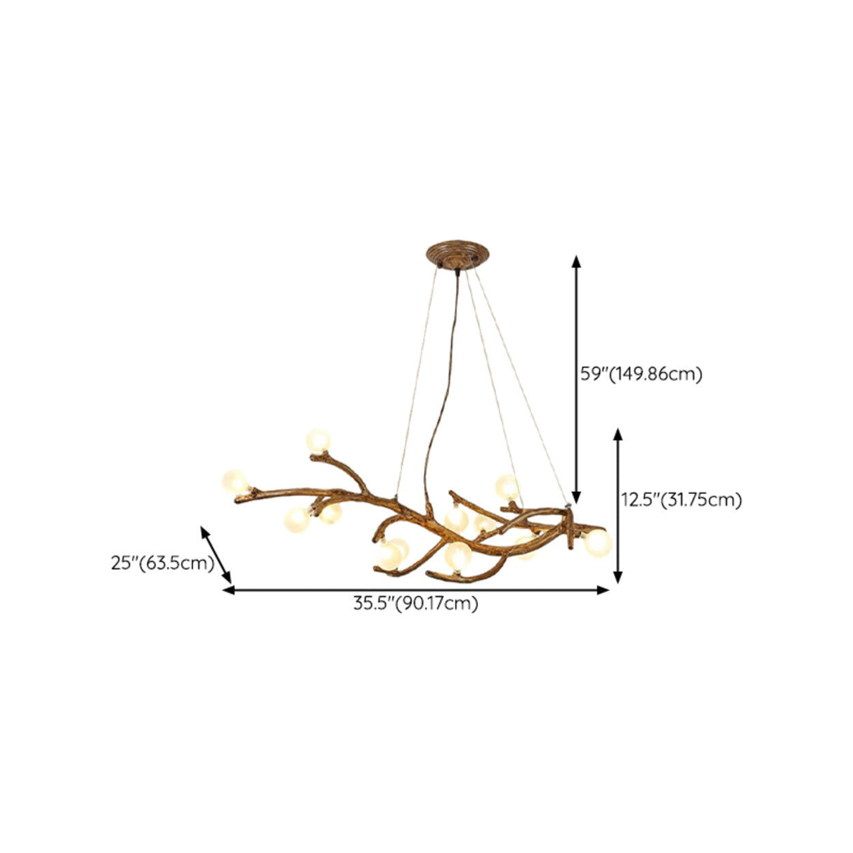 Modern Branch Shape White Globe Glass Chandelier Image - 22