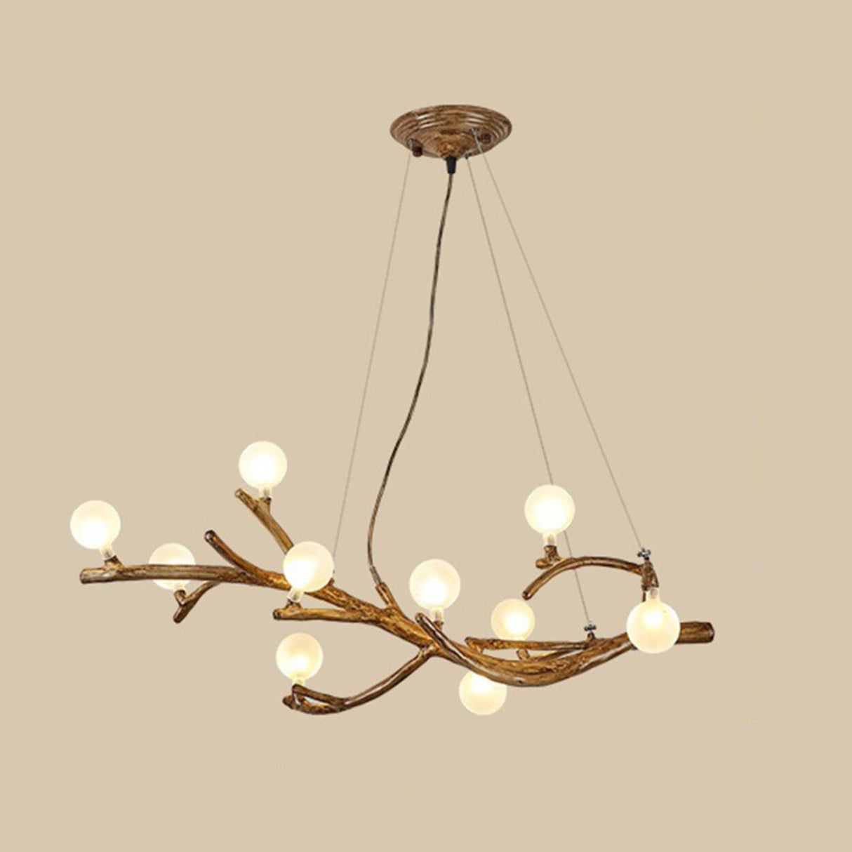 Modern Branch Shape White Globe Glass Chandelier Image - 4