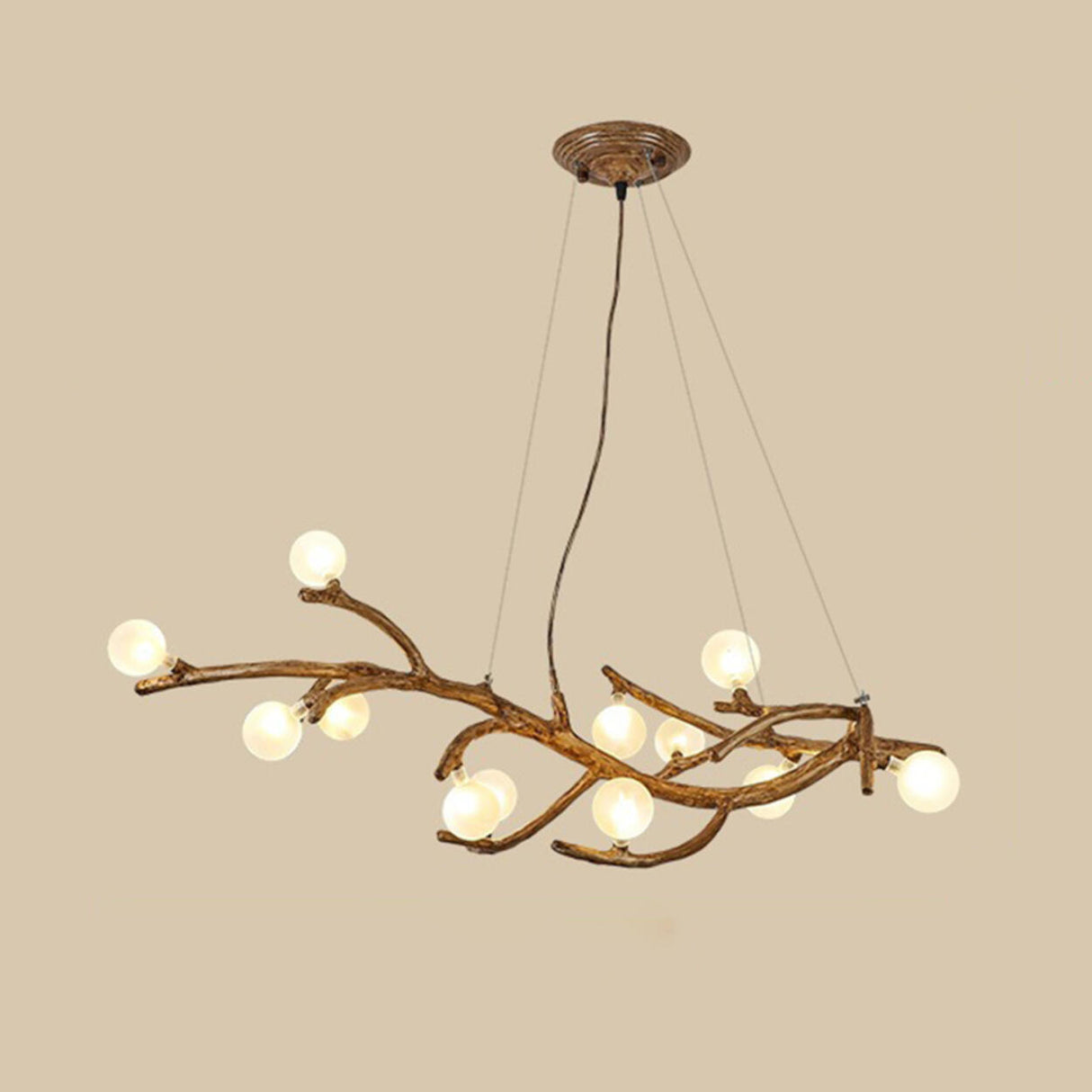 Modern Branch Shape White Globe Glass Chandelier Image - 5