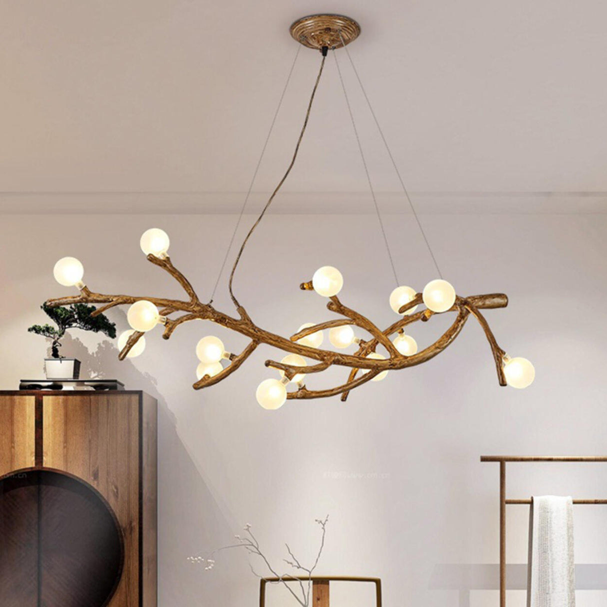 Modern Branch Shape White Globe Glass Chandelier Image - 6