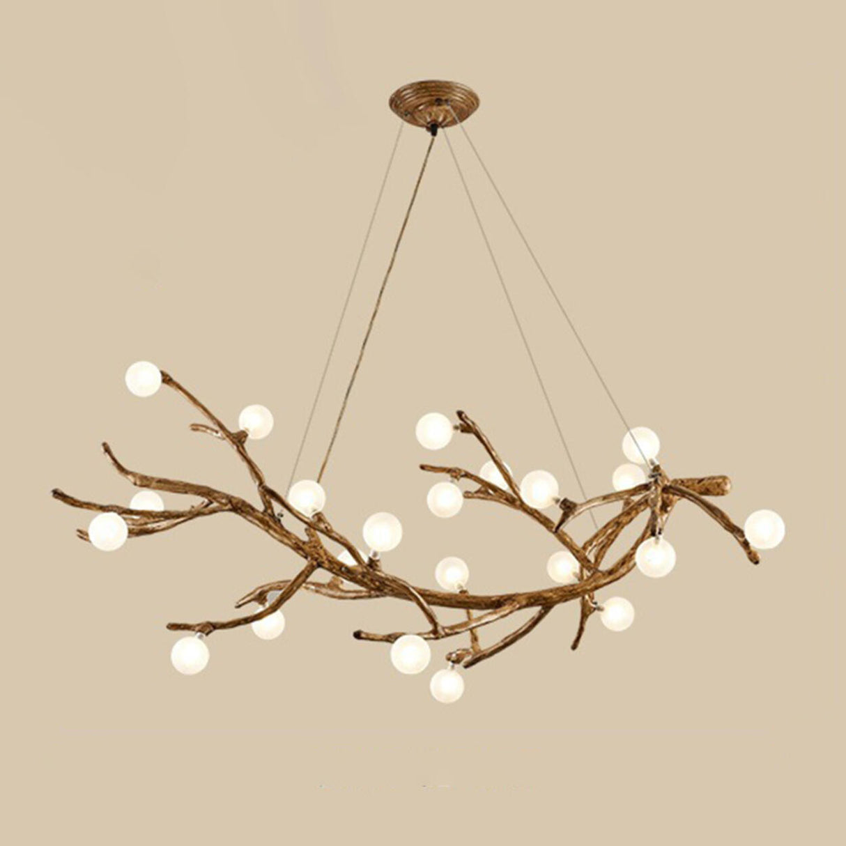 Modern Branch Shape White Globe Glass Chandelier Image - 9