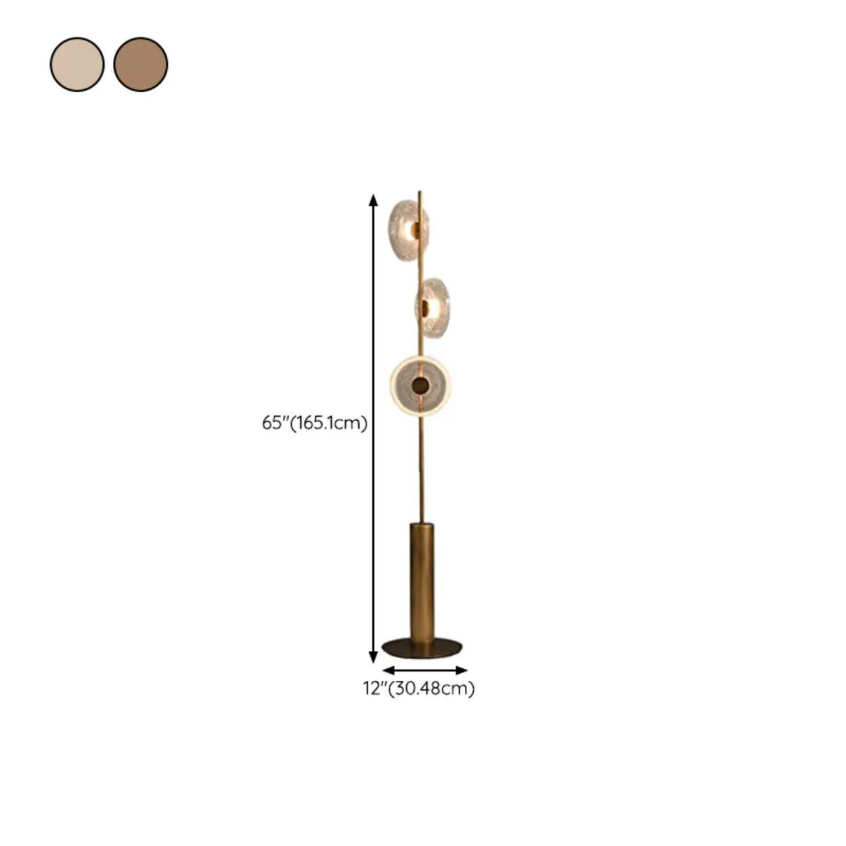 Modern Brass 3 Glass Round Disc Lights Foot Switch Floor Lamp