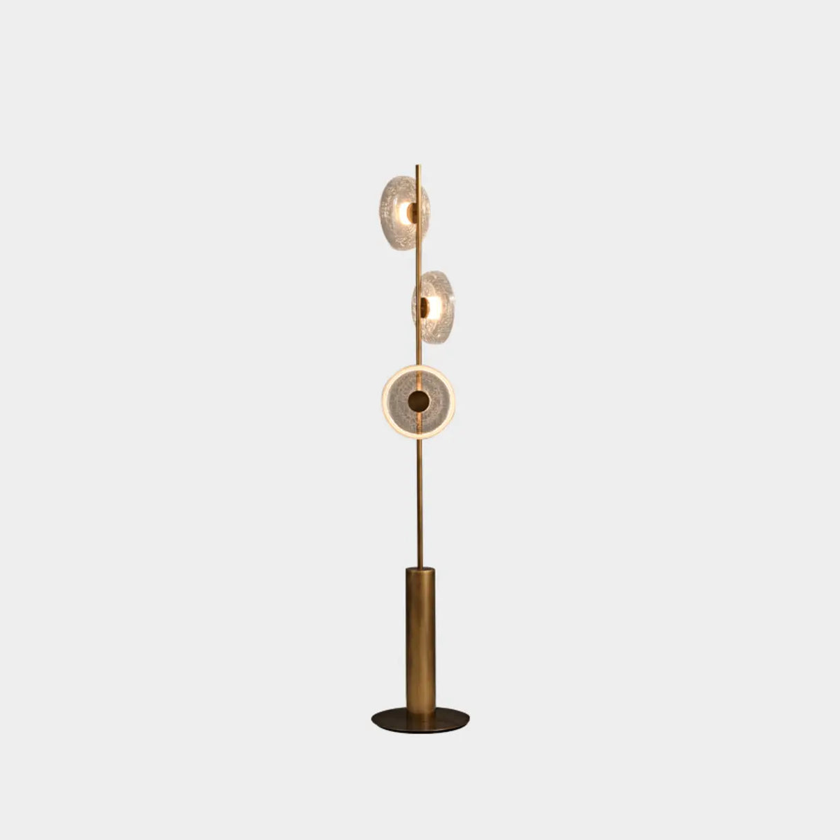 Modern Brass 3 Glass Round Disc Lights Foot Switch Floor Lamp Image - 2
