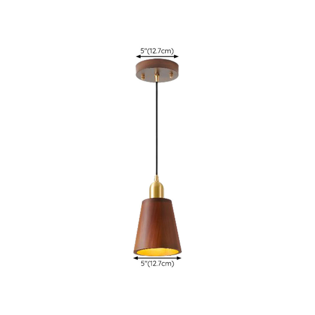 Modern Brass and Wood Cylindrical Pendant Light Image - 17