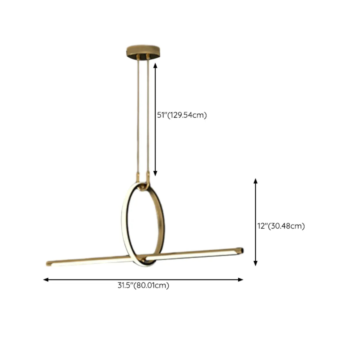 Modern Brass Ring and Linear Kitchen Island Light