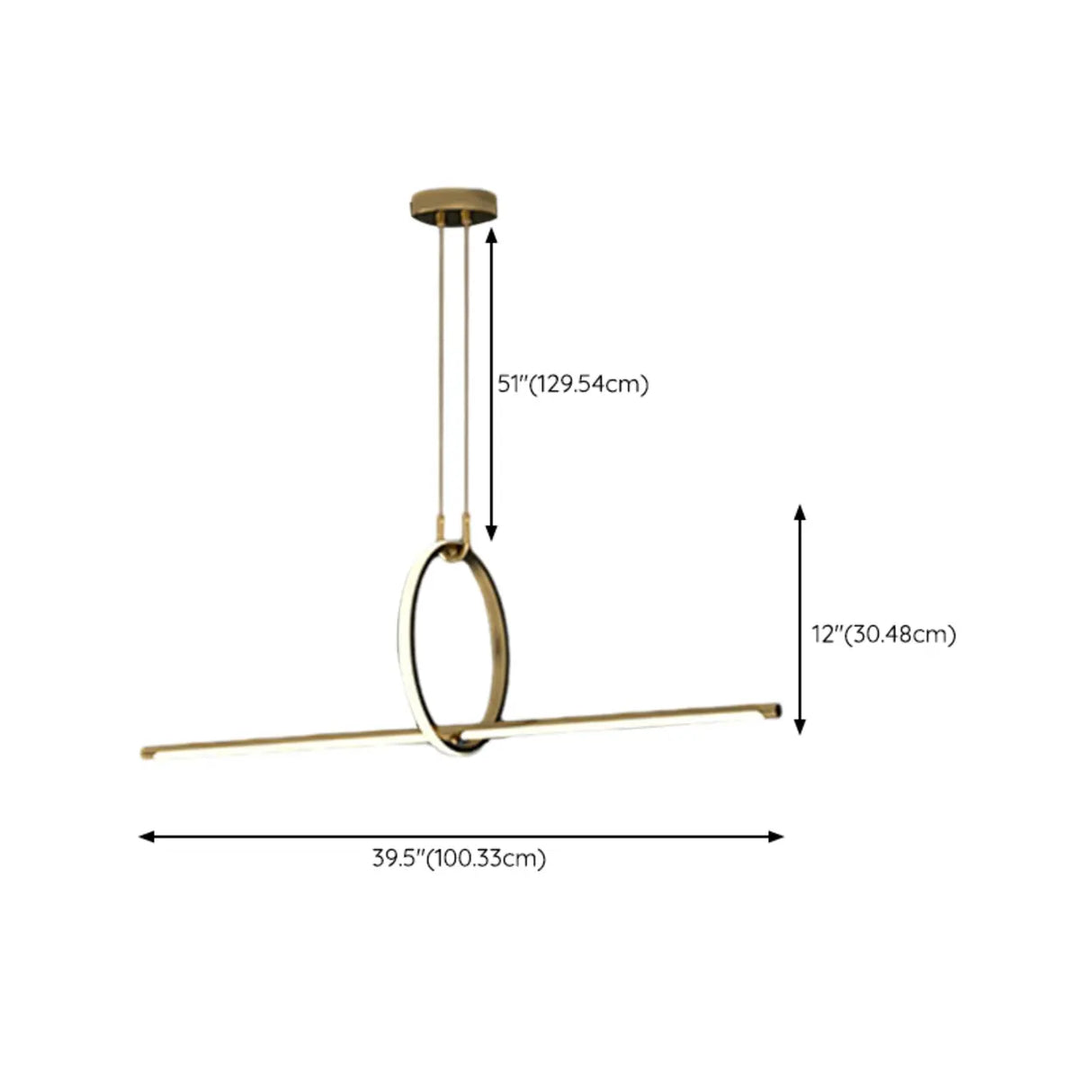 Modern Brass Ring and Linear Kitchen Island Light Image - 13