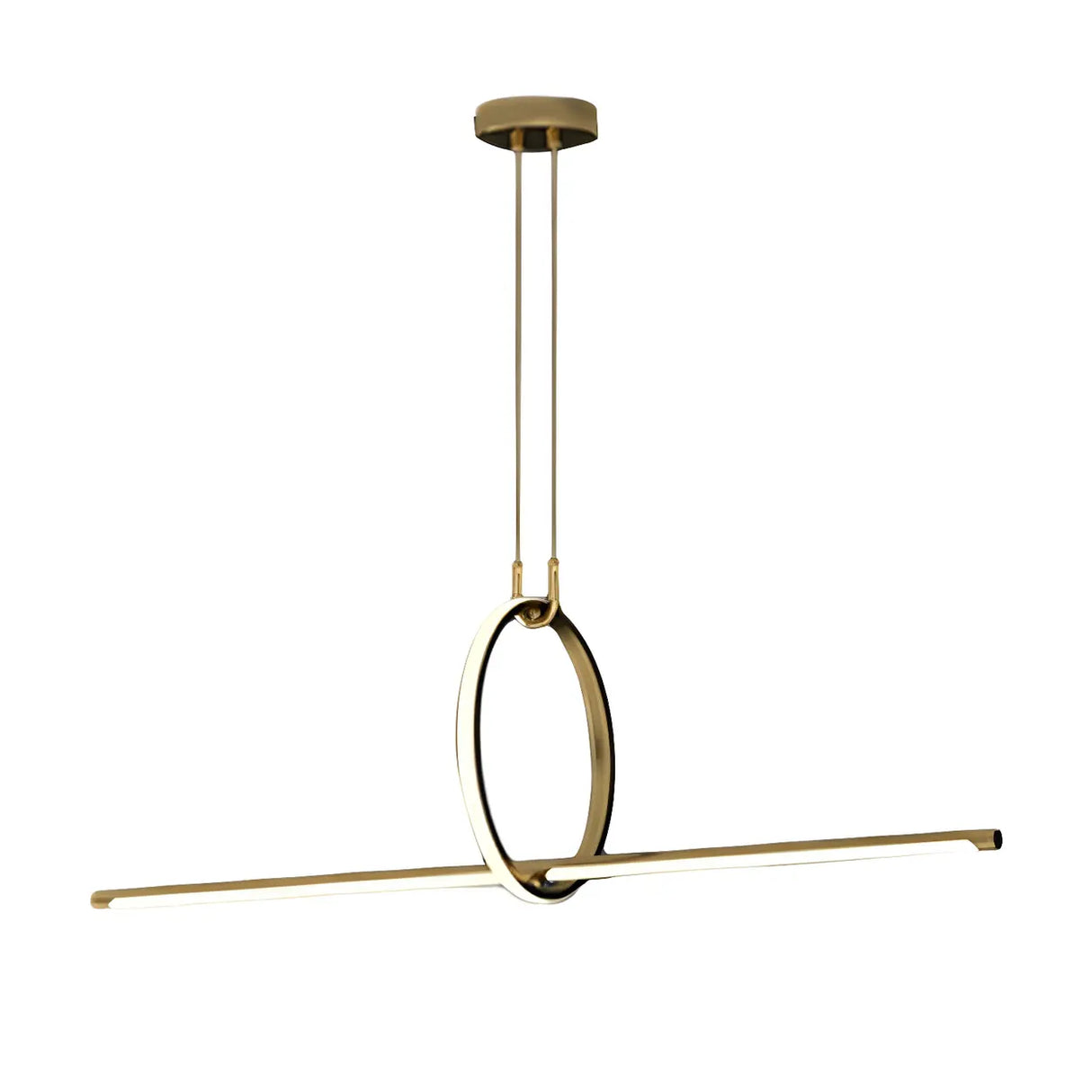 Modern Brass Ring and Linear Kitchen Island Light Image - 5