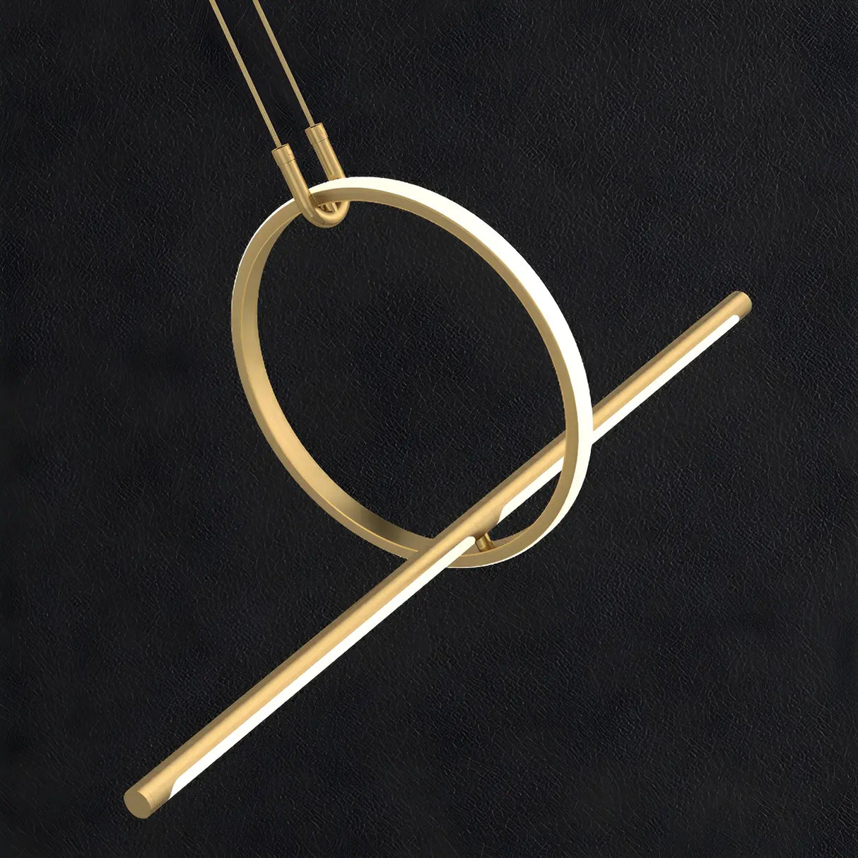 Modern Brass Ring and Linear Kitchen Island Light Image - 8