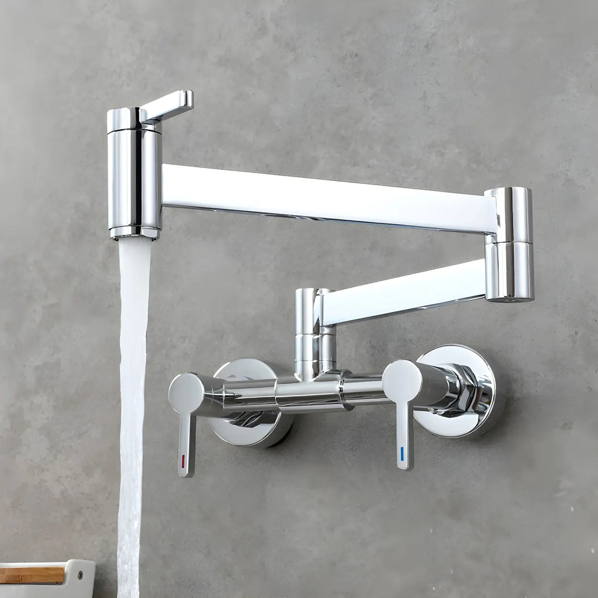 Modern Brass Wall-Mounted Dual Mode Pot Filler Faucet Image - 11
