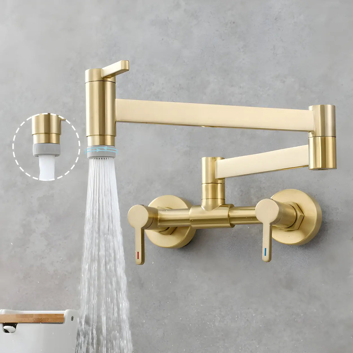 Modern Brass Wall-Mounted Dual Mode Pot Filler Faucet Image - 13