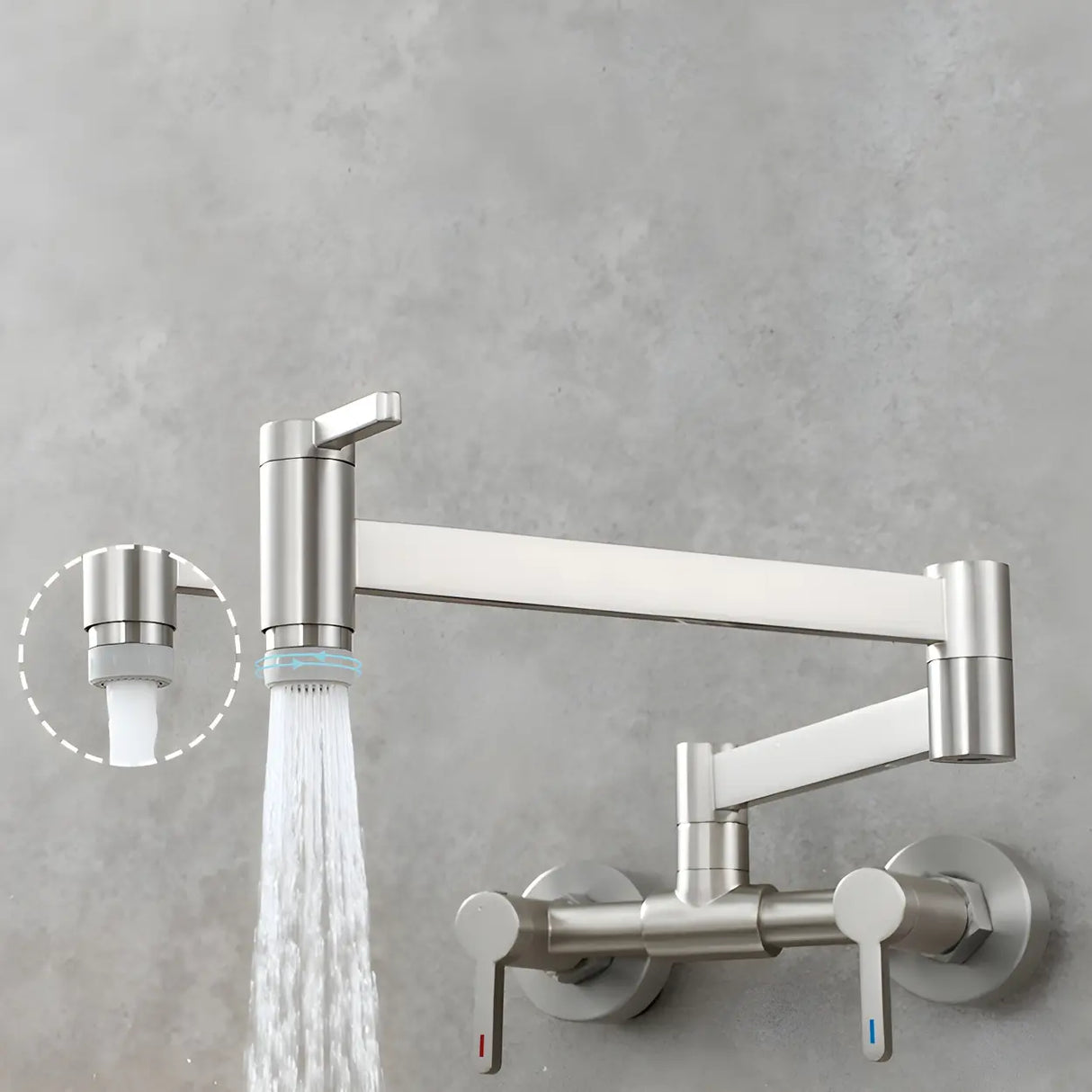 Modern Brass Wall-Mounted Dual Mode Pot Filler Faucet Image - 14