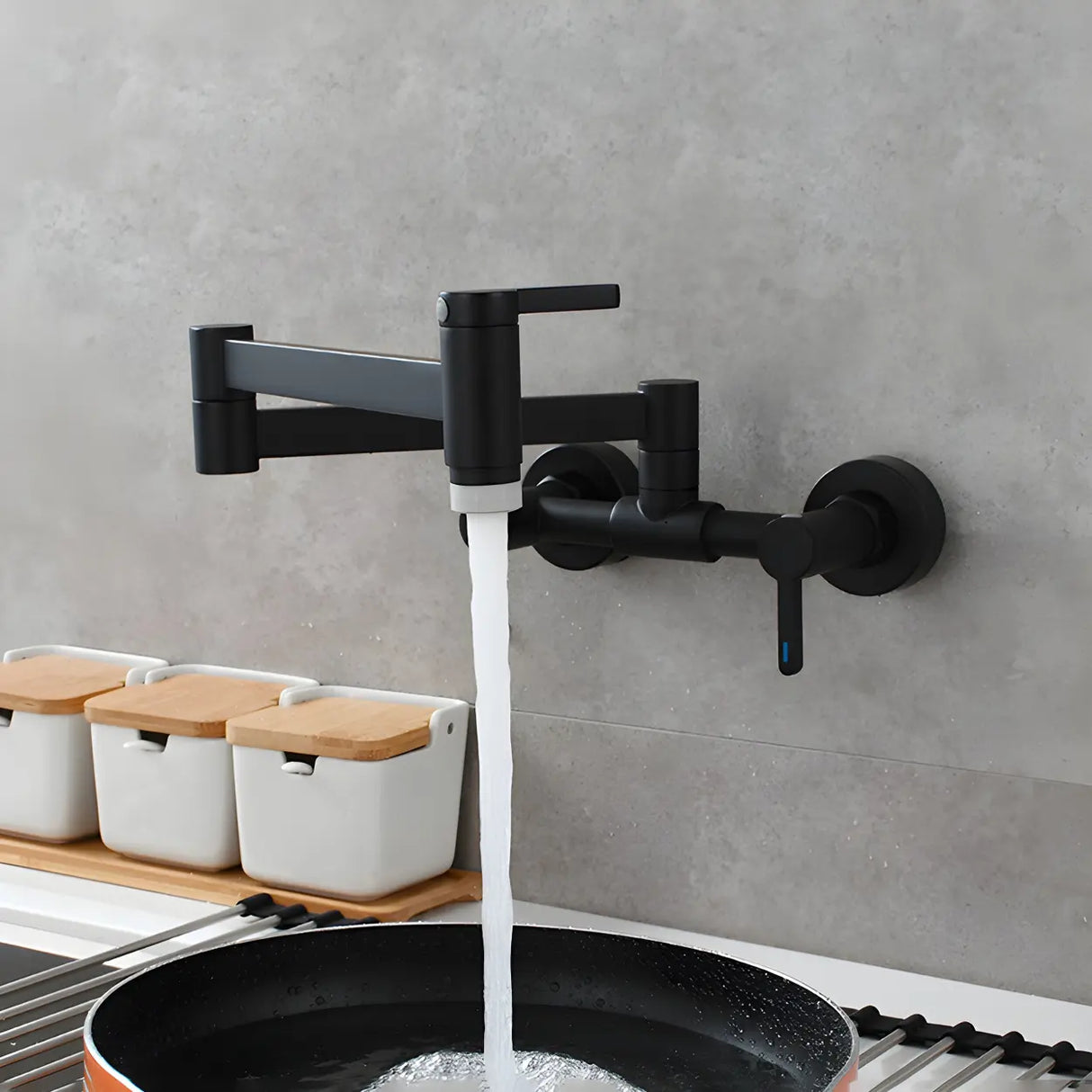 Modern Brass Wall-Mounted Dual Mode Pot Filler Faucet Image - 17
