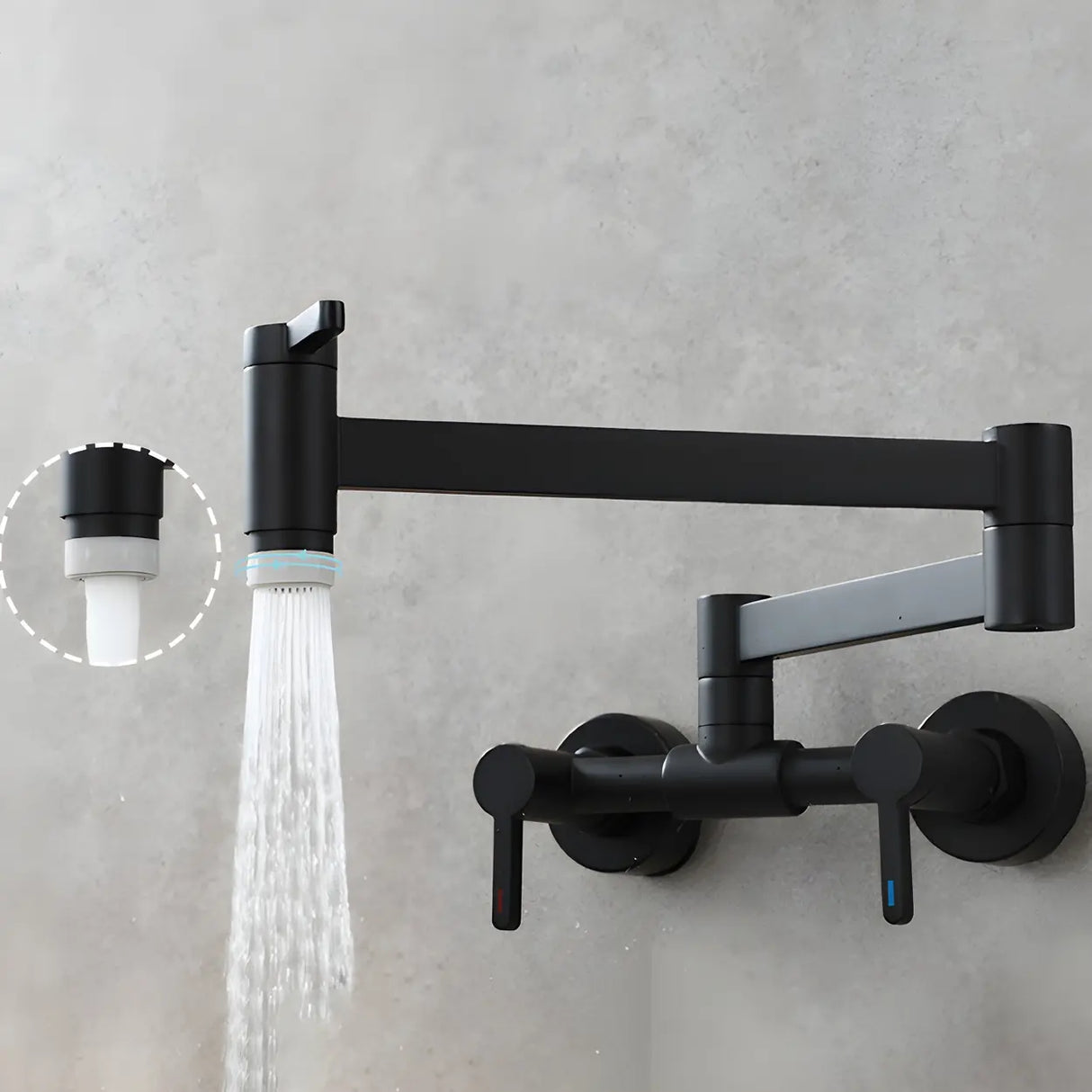 Modern Brass Wall-Mounted Dual Mode Pot Filler Faucet Image - 18