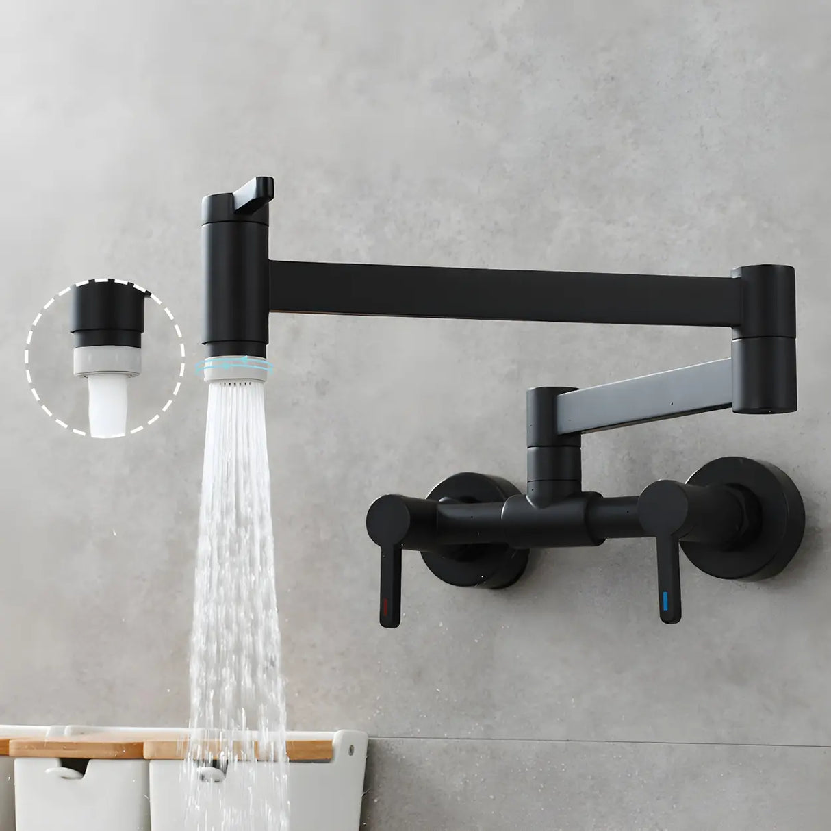 Modern Brass Wall-Mounted Dual Mode Pot Filler Faucet Image - 2