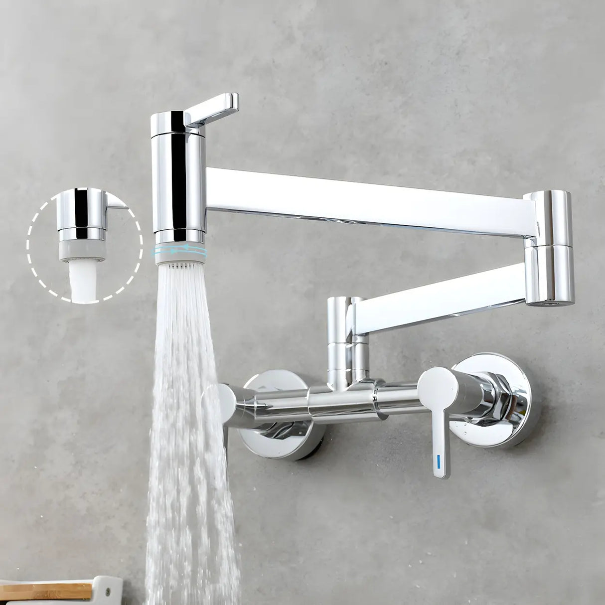 Modern Brass Wall-Mounted Dual Mode Pot Filler Faucet Image - 9