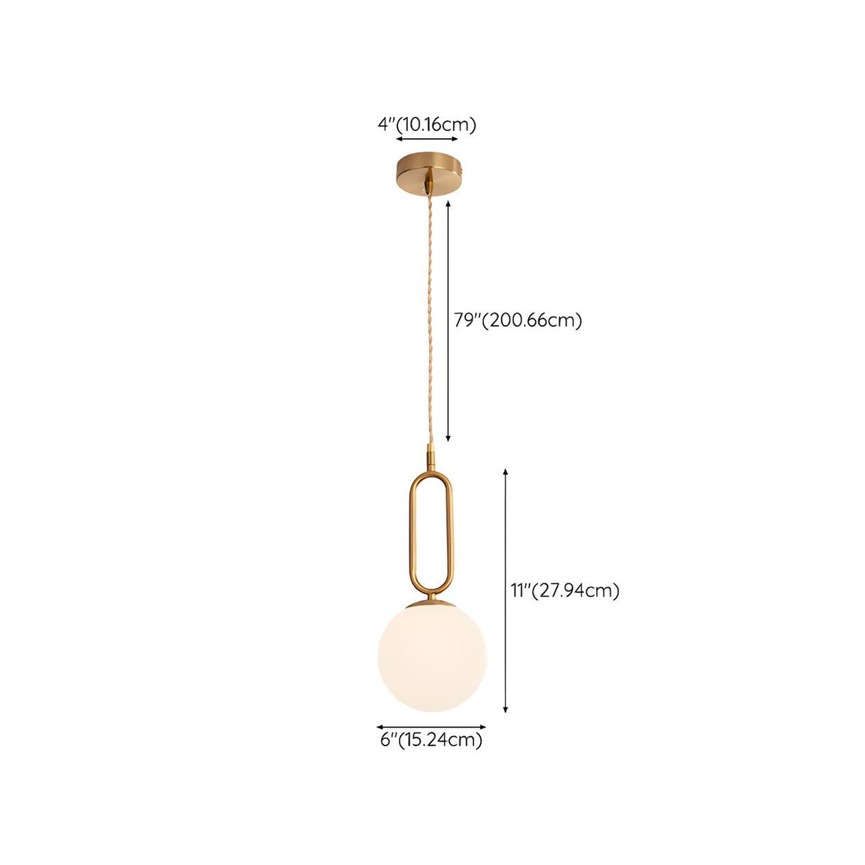 Modern Brass White Glass Globe Kitchen Island Pendant Light