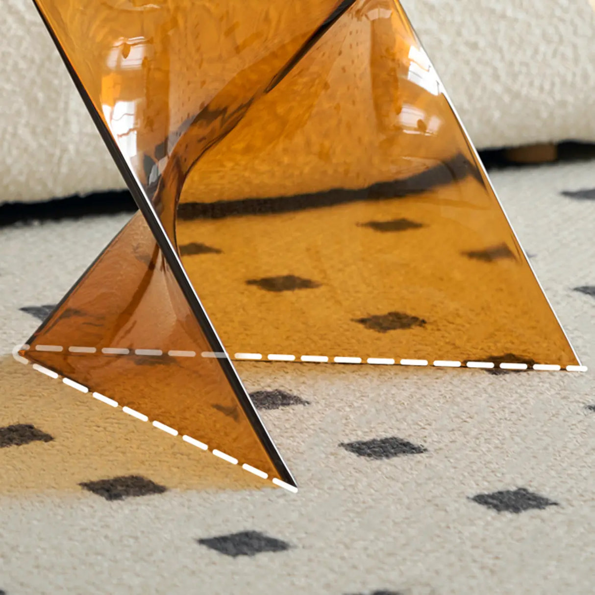 Modern Brown Acrylic Geometric Triangle Side Table Image - 11