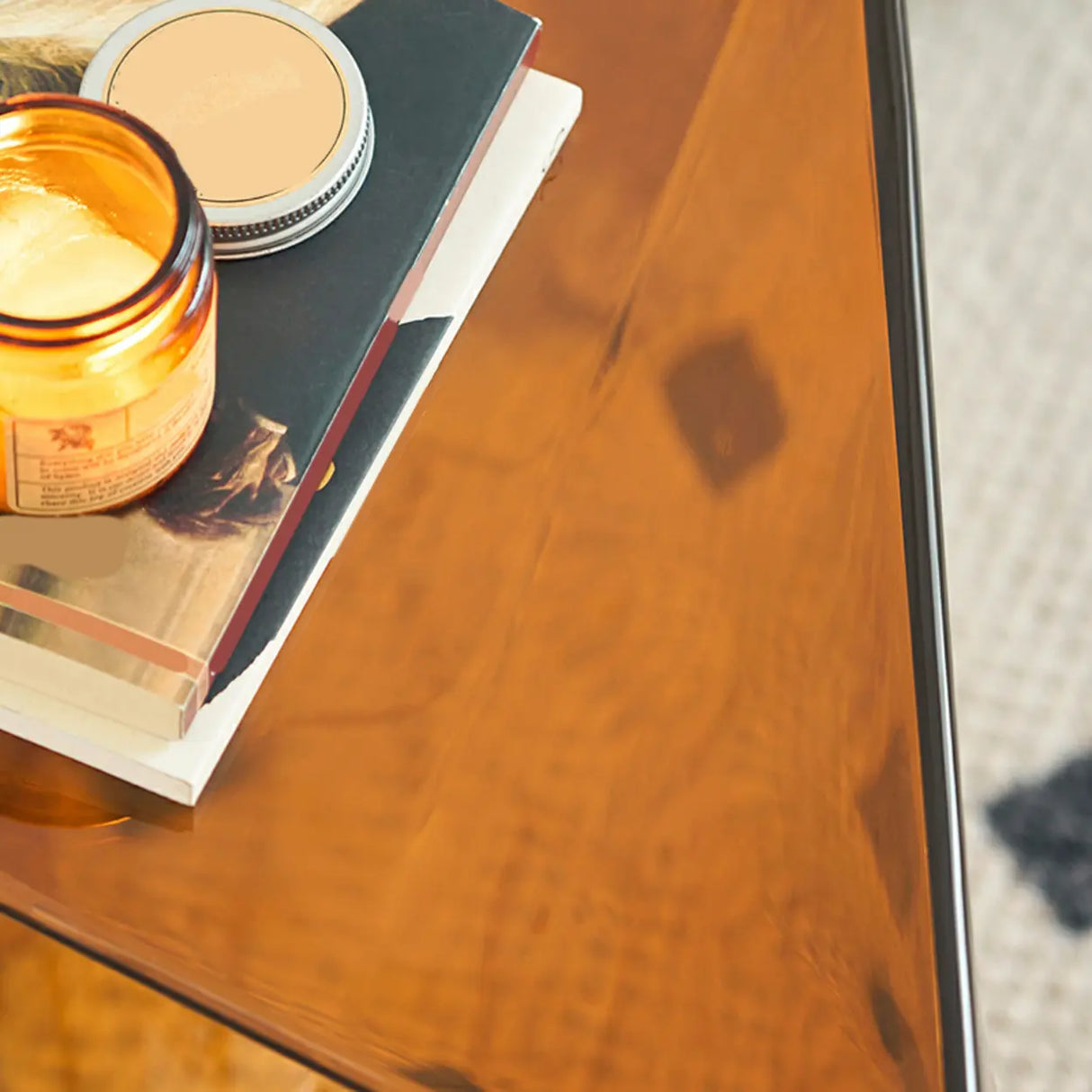 Modern Brown Acrylic Geometric Triangle Side Table Image - 14