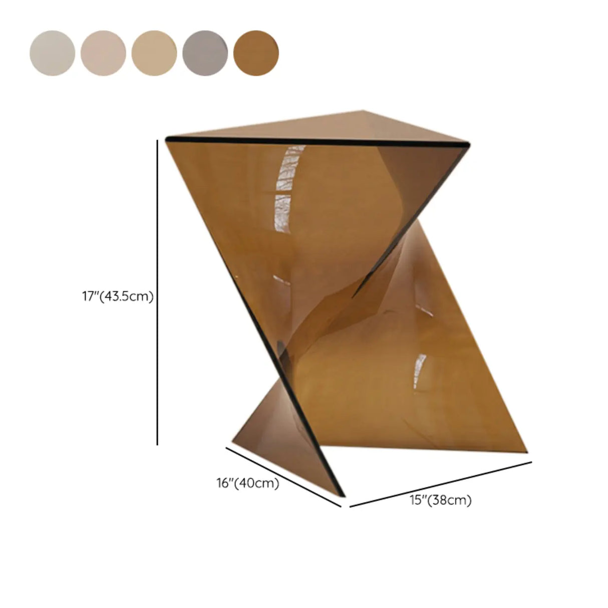 Modern Brown Acrylic Geometric Triangle Side Table