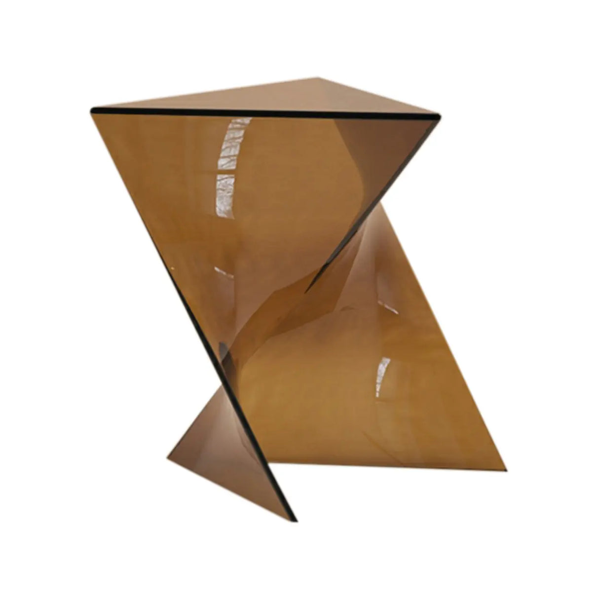Modern Brown Acrylic Geometric Triangle Side Table Image - 5