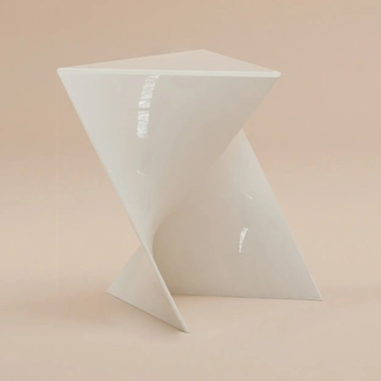 Modern Brown Acrylic Geometric Triangle Side Table Image - 6