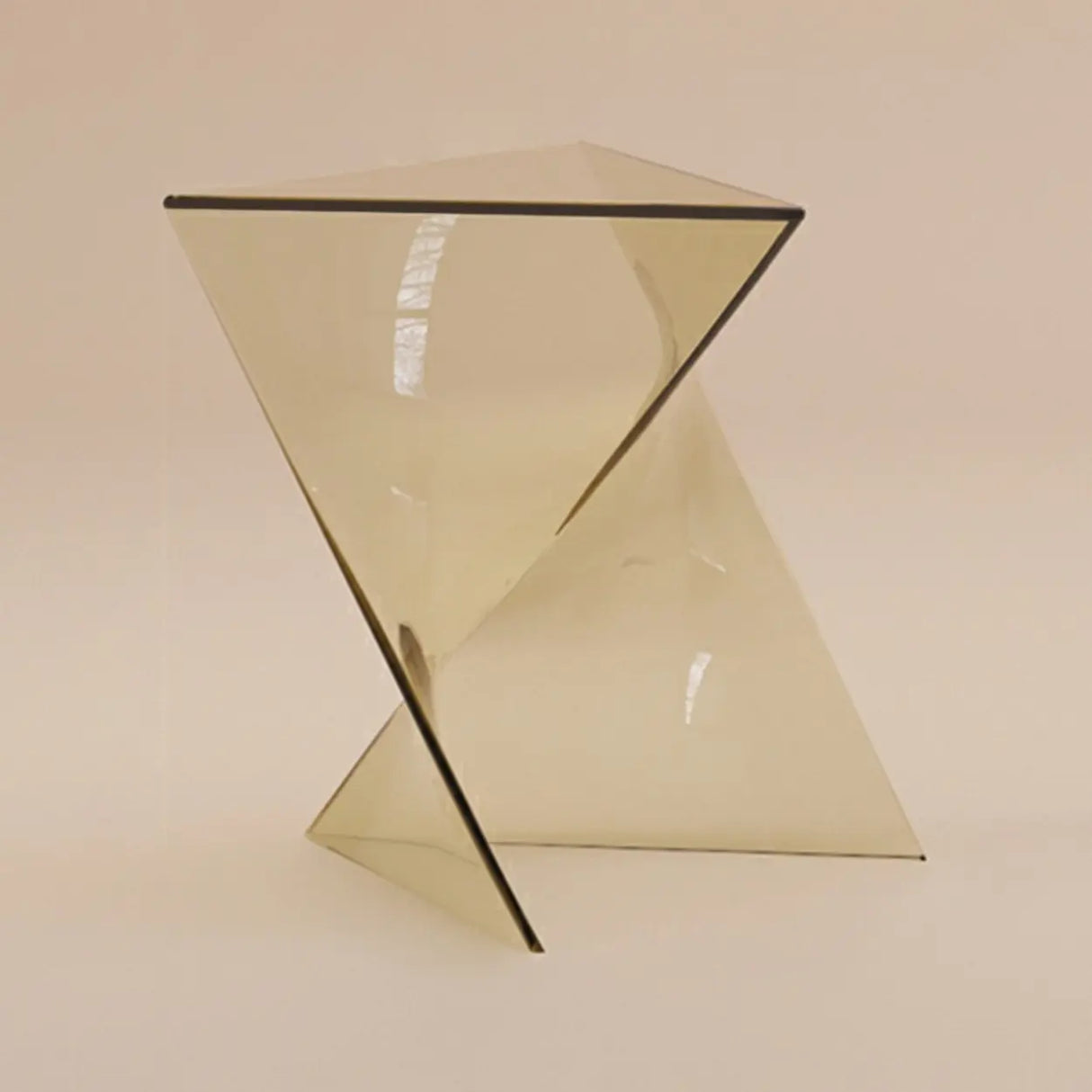 Modern Brown Acrylic Geometric Triangle Side Table Image - 8