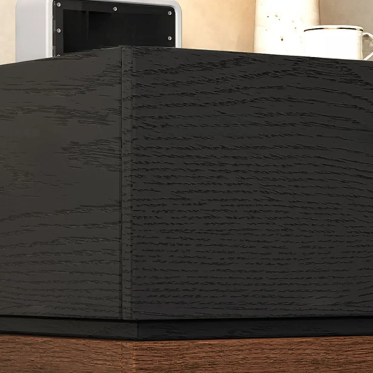 Modern Brown and Black Wood Nightstand with Drawer Storage Image - 10