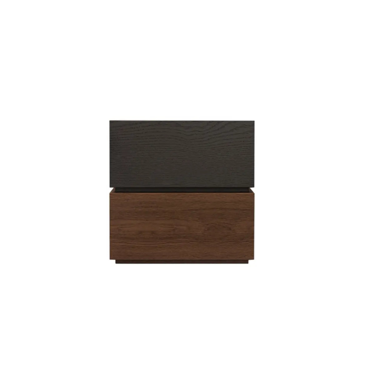 Modern Brown and Black Wood Nightstand with Drawer Storage Image - 2