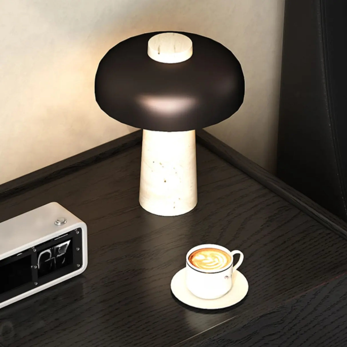 Modern Brown and Black Wood Nightstand with Drawer Storage Image - 8