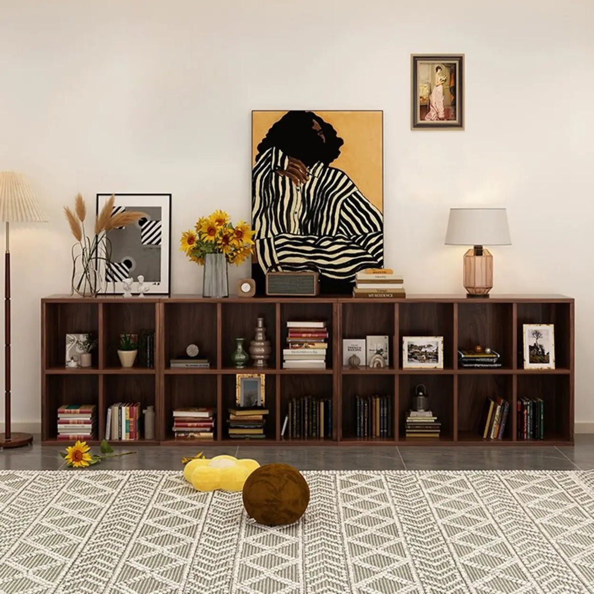 Modern Brown Cube Modular Wooden Storage Bookcases Image - 1