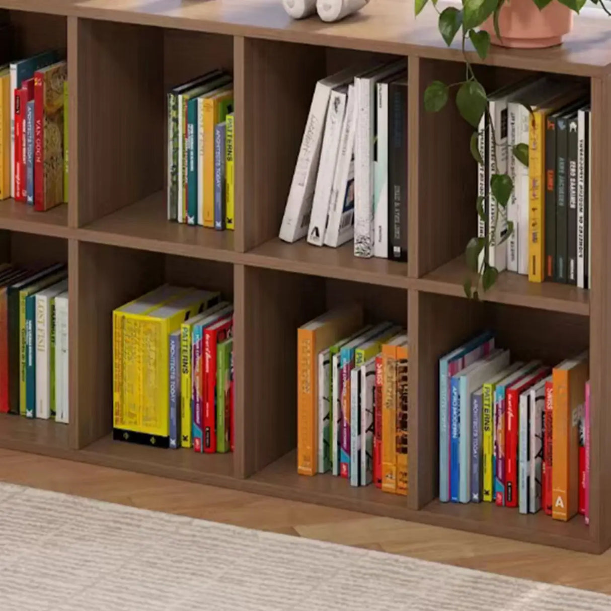 Modern Brown Cube Modular Wooden Storage Bookcases Image - 8