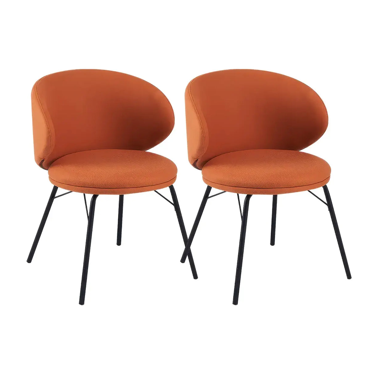 Modern Brown Leathaire Upholstered Curved Back Dining Chair Image - 13